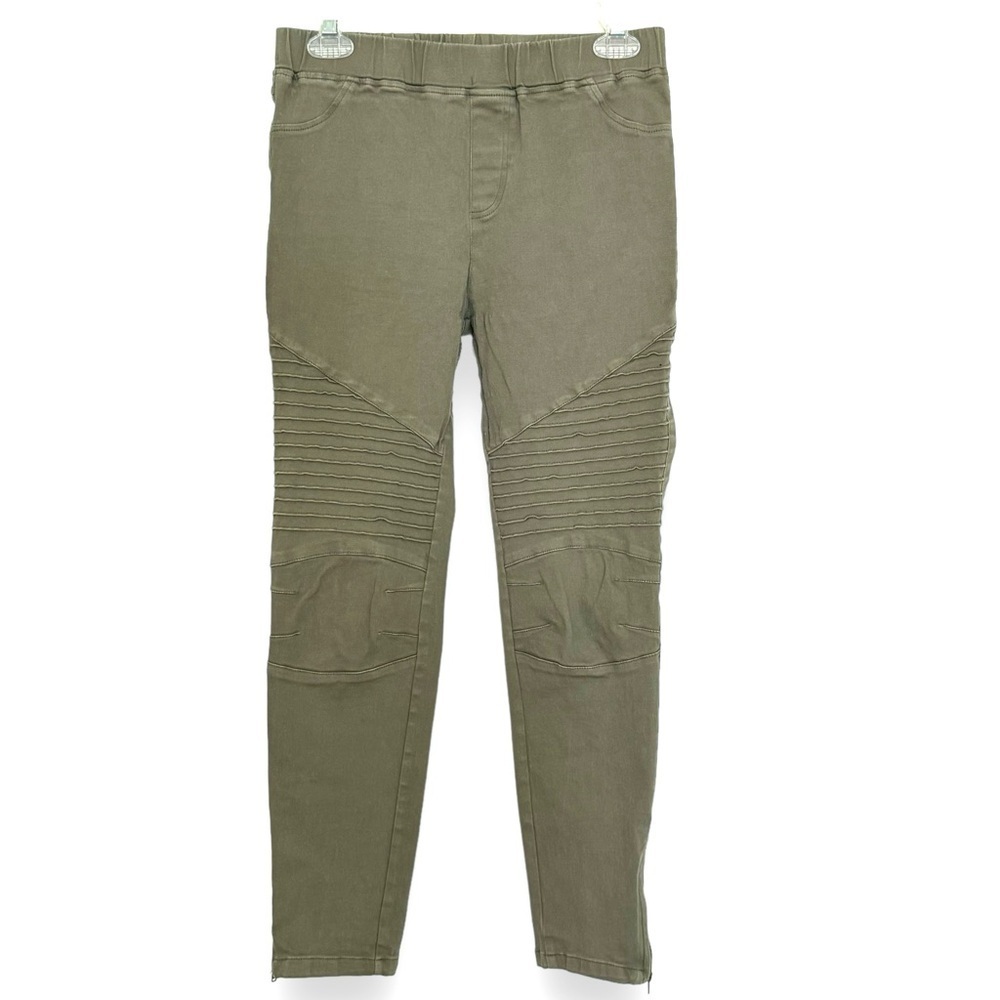 UMGEE Moto Jegging Size Large Olive Green Pull On Stitching Details on Legs